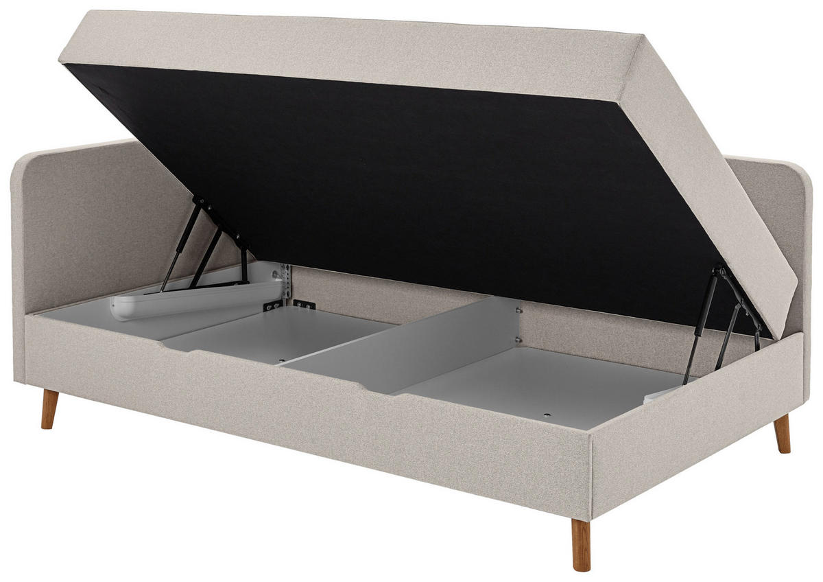 LIEGE Flachgewebe Taupe  - Taupe/Eichefarben, Design, Holz/Textil (90/200cm) - home24