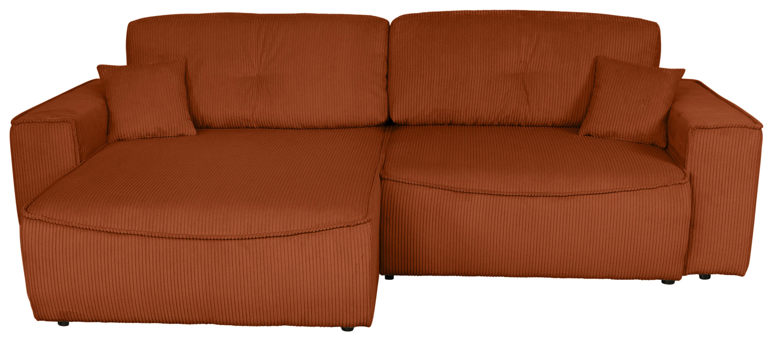 ECKSOFA Rostfarben Cord  - Rostfarben/Schwarz, KONVENTIONELL, Kunststoff/Textil (148/265cm) - Carryhome