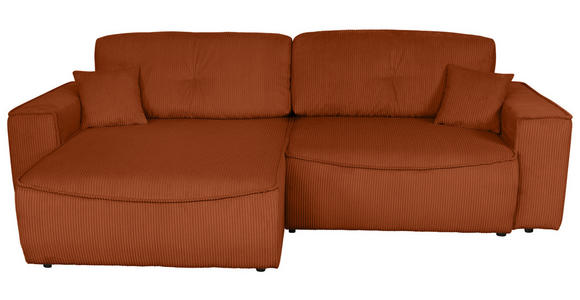 ECKSOFA Rostfarben Cord  - Rostfarben/Schwarz, KONVENTIONELL, Kunststoff/Textil (148/265cm) - Carryhome