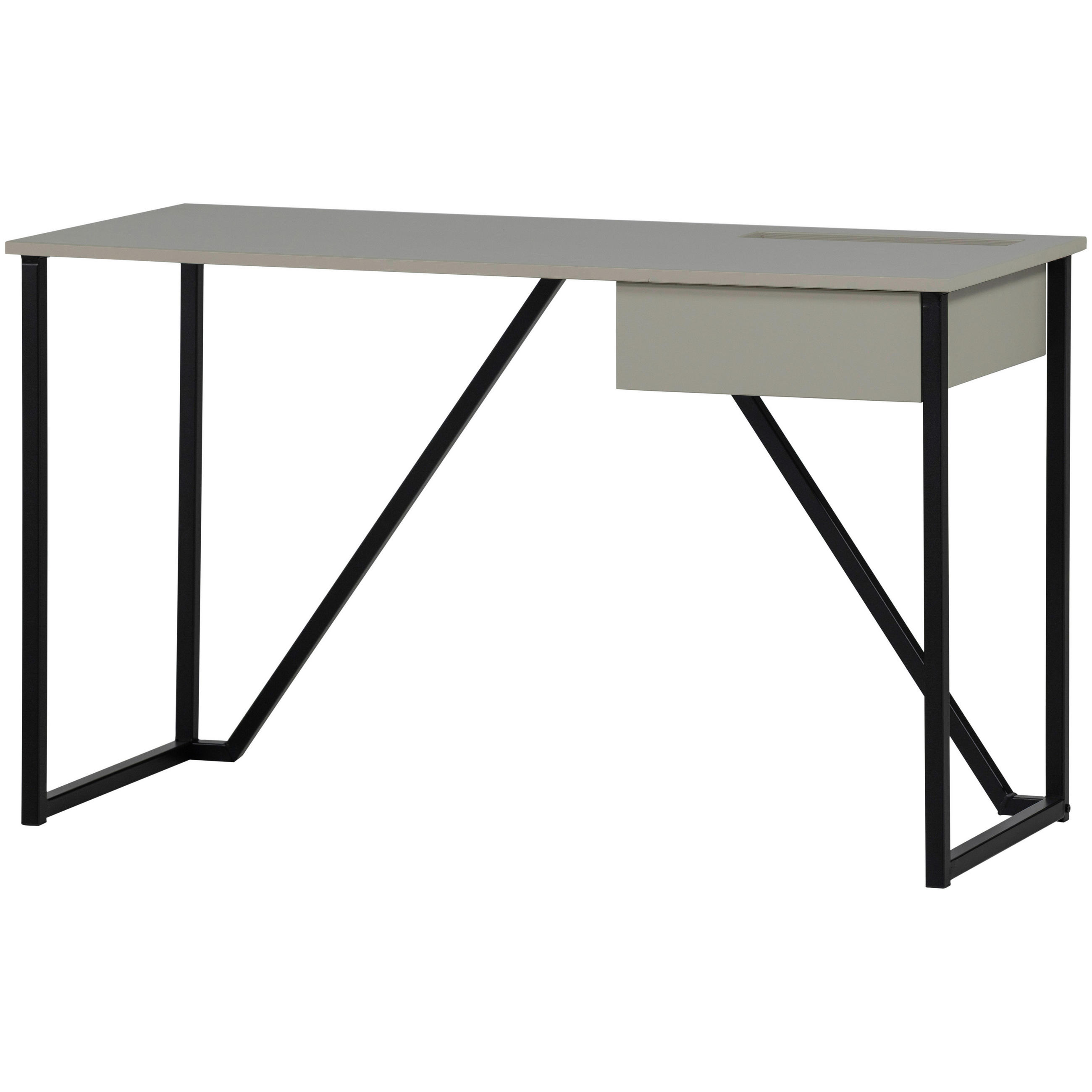SCHREIBTISCH 126/53/75 cm  in Grau  - Schwarz/Grau, MODERN, Holz/Metall (126/53/75cm) - Livetastic