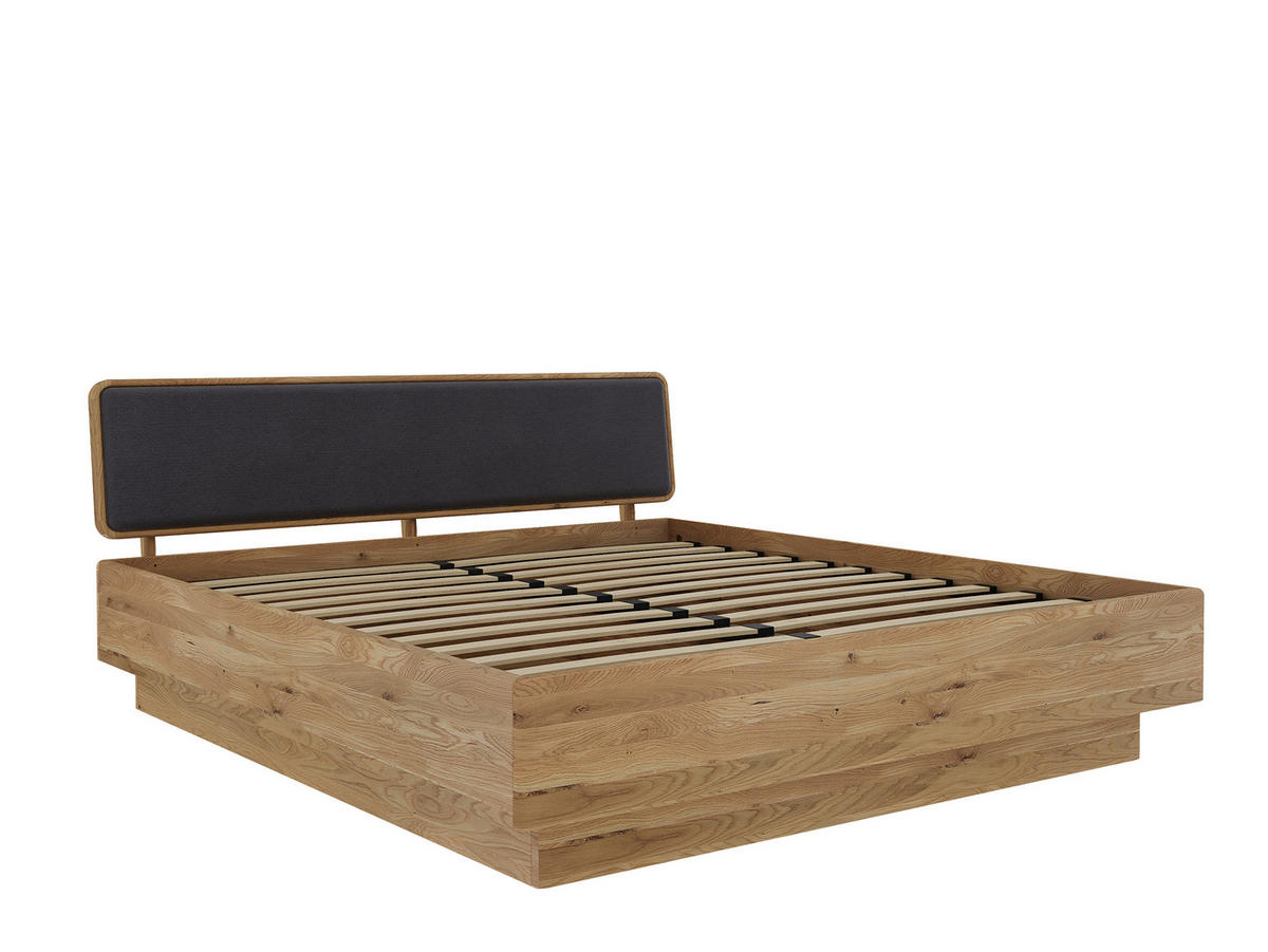 BETT in Braun, Eichefarben  - Eichefarben/Braun, MODERN, Holz/Textil (180/200cm) - MID.YOU