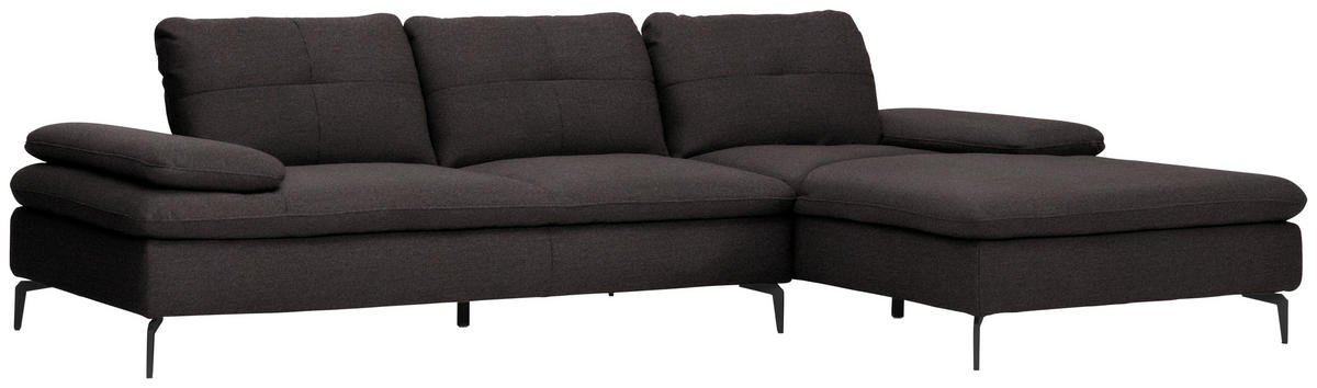 ECKSOFA in Webstoff Schwarz  - Schwarz, Design, Textil/Metall (301/179cm) - Chilliano