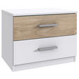NACHTKÄSTCHEN in Weiß, Eichefarben, Hickory  - Eichefarben/Alufarben, KONVENTIONELL, Holzwerkstoff/Kunststoff (52/40/38cm) - Carryhome