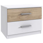 NACHTKÄSTCHEN in Weiß, Eichefarben, Hickory  - Eichefarben/Alufarben, KONVENTIONELL, Holzwerkstoff/Kunststoff (52/40/38cm) - Carryhome