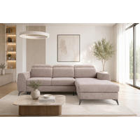 ROHOVÁ SEDAČKA, textil, béžová - černá/béžová, Basics, kov/textil (264/191cm) - Livetastic