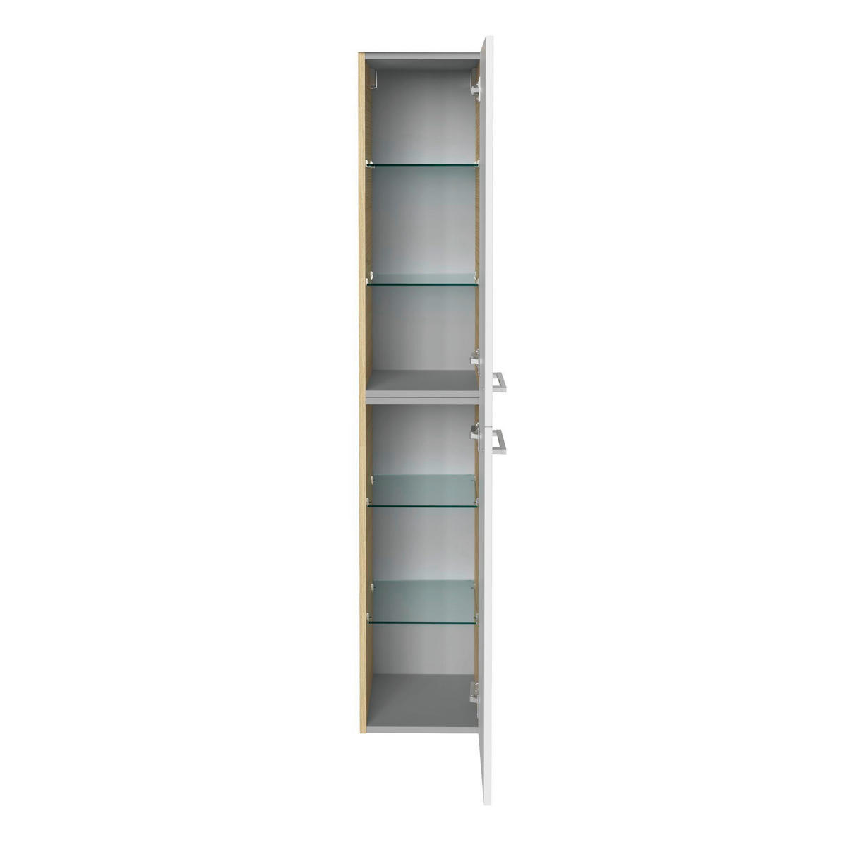 HOCHSCHRANK 30/162/31,8 cm  - Eichefarben/Weiß Hochglanz, Basics, Glas/Holzwerkstoff (30/162/31,8cm) - MID.YOU