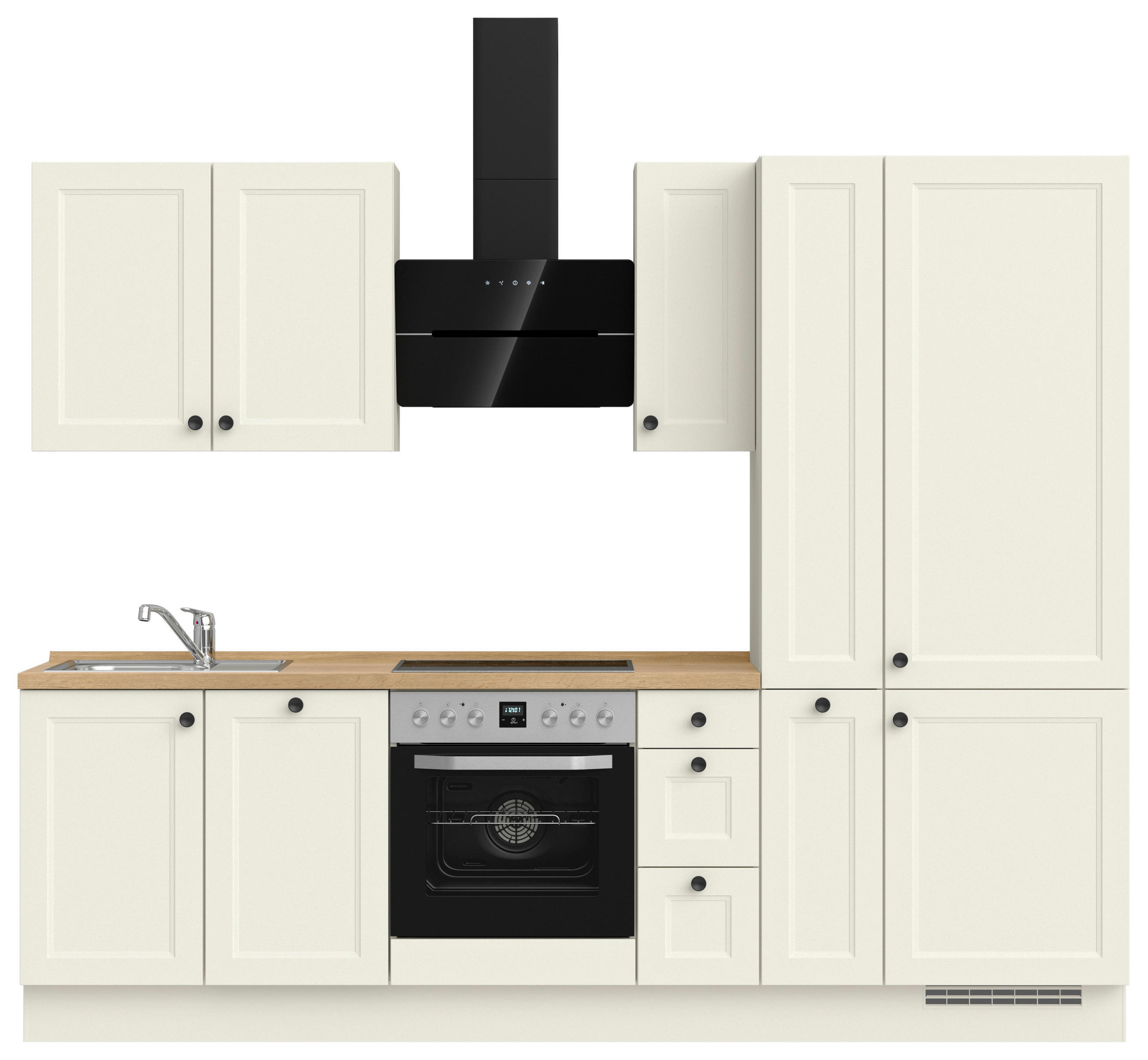 Bucătărie Fără Electrocasnice  - alb/culoare lemn stejar, Modern, metal/material pe bază de lemn (270cm) - Nobilia