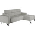 ECKSOFA Greige Chenille  - Greige/Schwarz, KONVENTIONELL, Textil/Metall (264/178cm) - Hom`in