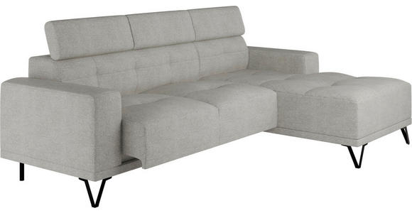 ECKSOFA Greige Chenille - Greige/Schwarz, KONVENTIONELL, Textil/Metall (264/178cm) - Hom`in