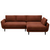 ECKSOFA in Velours Terracotta  - Terracotta/Schwarz, Design, Holz/Textil (260/167cm) - Welnova