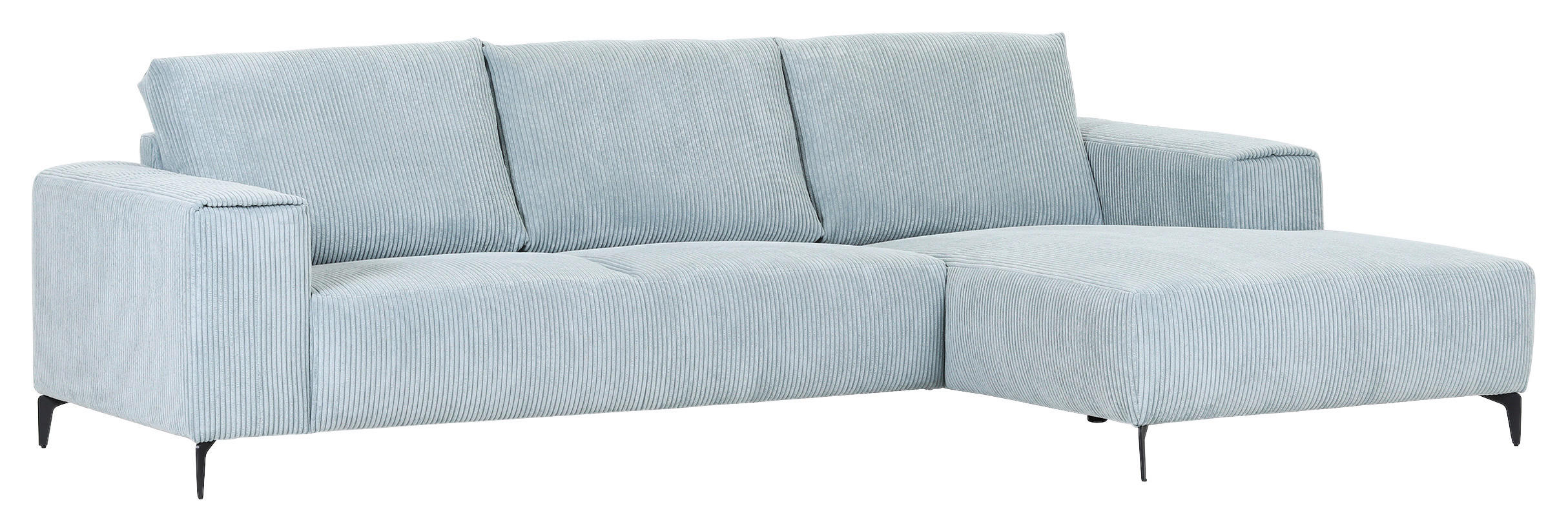 ECKSOFA in Cord Mintgrün, Hellblau  - Schwarz/Mintgrün, Konventionell, Textil/Metall (285/170cm) - Carryhome