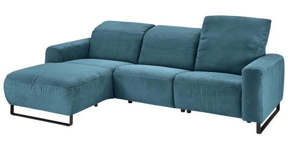 ECKSOFA  in Cord Petrol  180/266 cm  - Petrol/Schwarz, KONVENTIONELL, Textil/Metall (180/266cm) - Hom`in