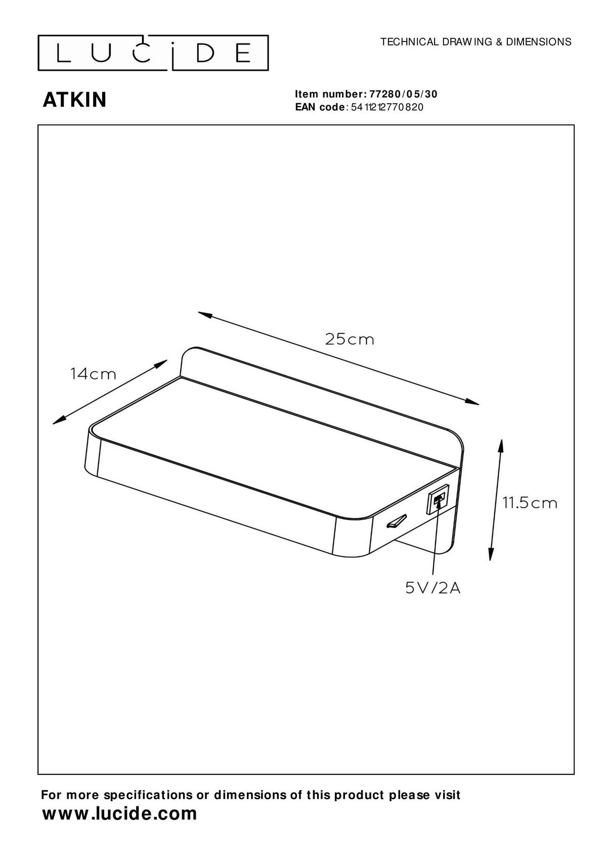 LESELEUCHTE ATKIN   - Design (14cm) - Lucide