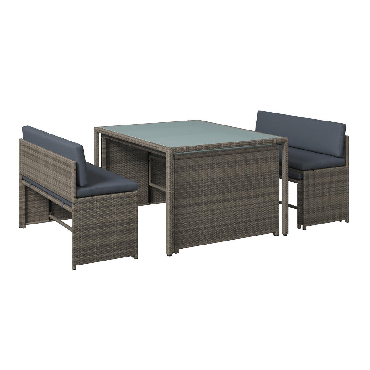 GARTENSET  - Grau, MODERN, Textil/Metall (115/92/74cm) - Ambia Garden