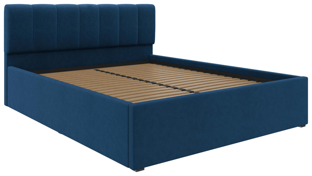 POLSTERBETT Lattenrost, Bettkasten Royalblau 160/200 cm  - Royalblau/Schwarz, Design, Holz/Kunststoff (160/200cm) - Stylife