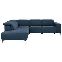 ECKSOFA Dunkelblau Flachgewebe  - Schwarz/Dunkelblau, Design, Textil/Metall (238/290cm) - Pure Home Lifestyle