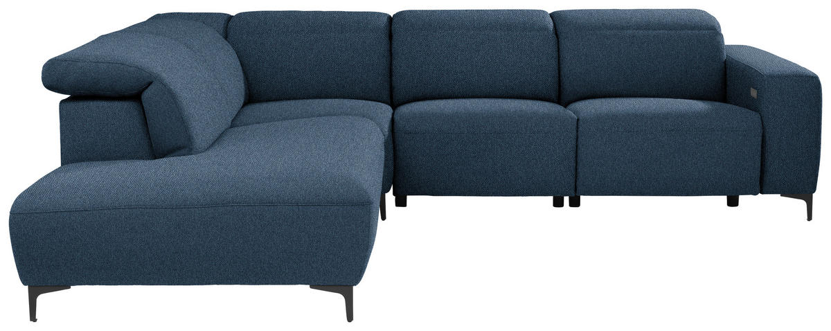 ECKSOFA Dunkelblau Flachgewebe  - Schwarz/Dunkelblau, Design, Textil/Metall (238/290cm) - Pure Home Lifestyle