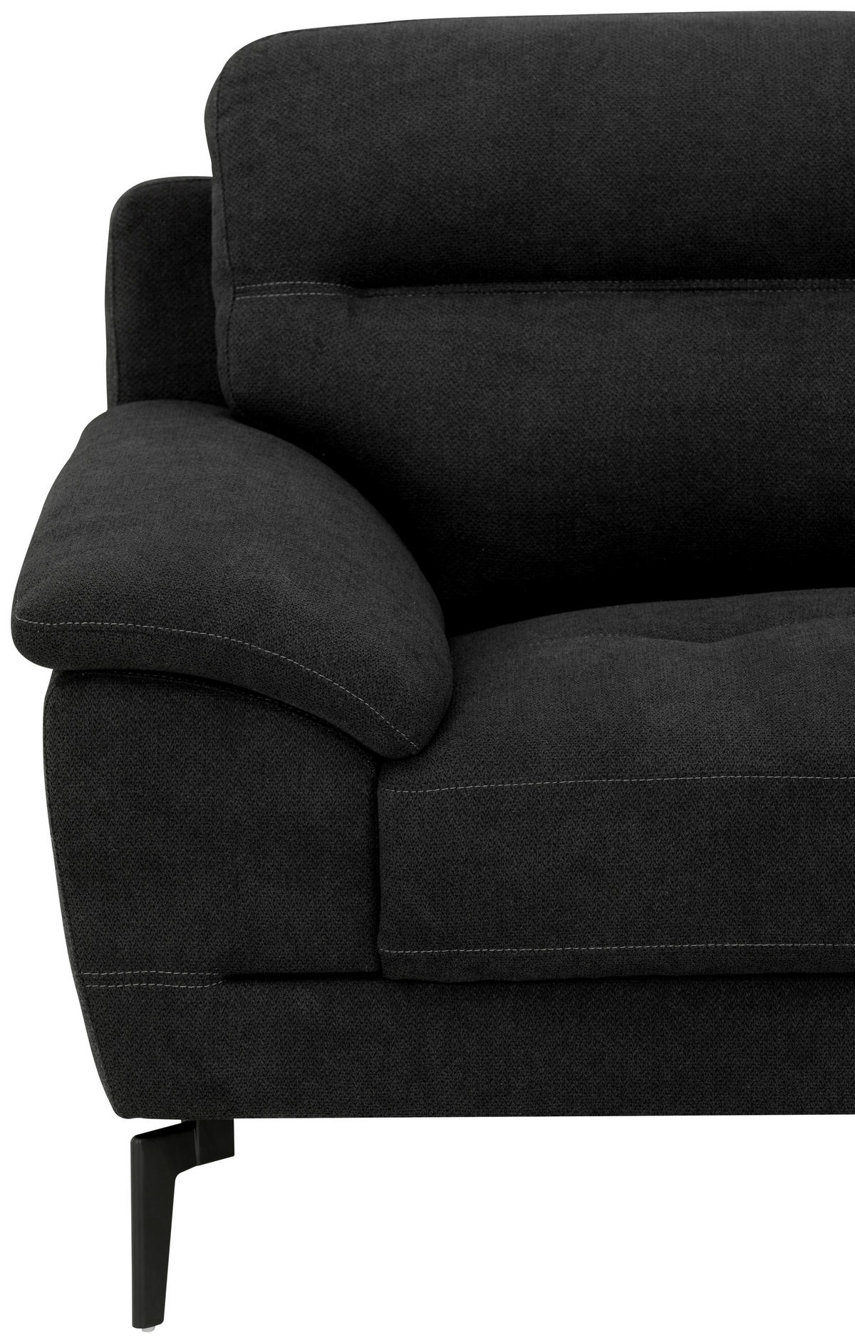 BOXSPRINGSOFA in Textil Schwarz  - Schwarz, KONVENTIONELL, Textil/Metall (175/92/94cm) - Livetastic