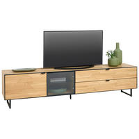 LOWBOARD  in 212/50/42 cm  - Wildeiche/Schwarz, Natur, Glas/Holz (212/50/42cm) - Linea Natura