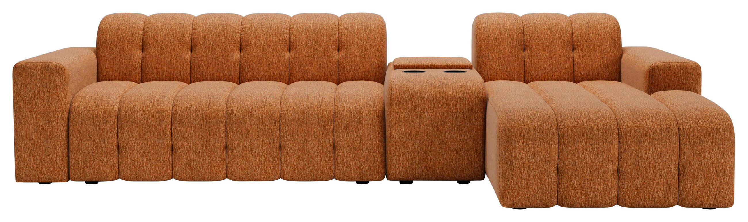 ECKSOFA Rostfarben Chenille Stauraum, Getränkehalter  - Rostfarben/Schwarz, MODERN, Kunststoff/Textil (299/150cm) - Milino