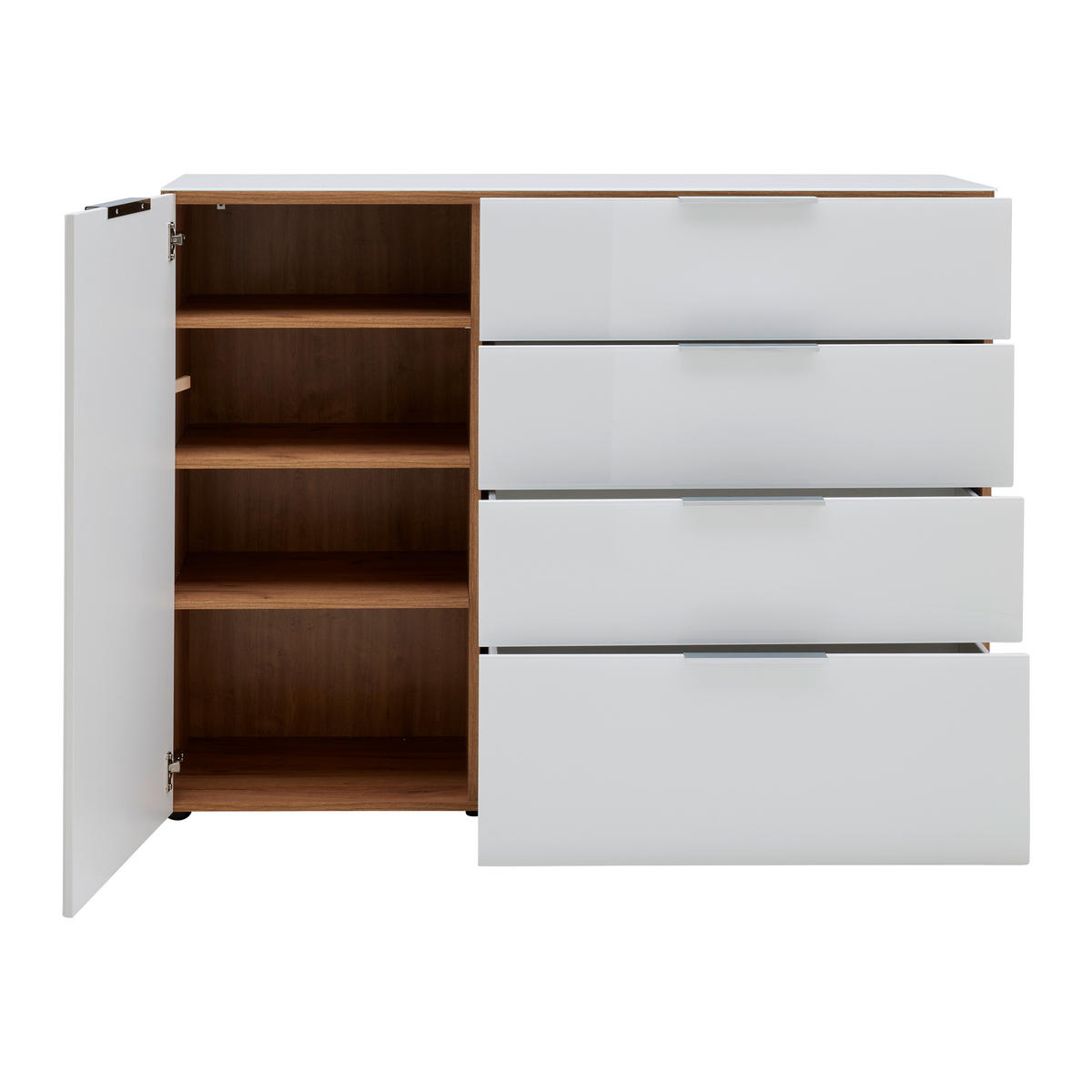TÁLALÓSZEKRÉNY 134/102/42 cm  - króm/fekete, Modern, műanyag/faalapú anyag (134/102/42cm) - Premium Living