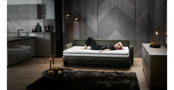 SCHLAFSOFA  in Flachgewebe Dunkelgrün  - Dunkelgrün/Schwarz, KONVENTIONELL, Textil/Metall (232/77/116cm) - Dieter Knoll