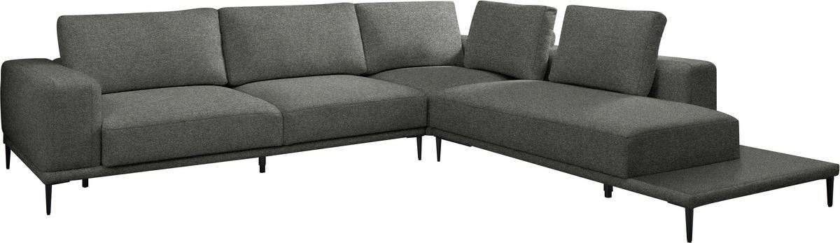 ECKSOFA  in Leinwand Graphitfarben  318/271 cm  - Schwarz/Graphitfarben, Design, Textil/Metall (318/271cm) - Belluti