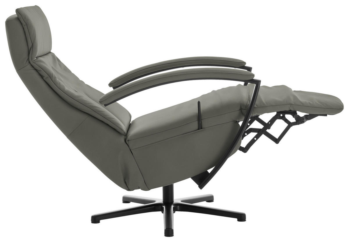 RELAXSESSEL in Leder Grau  - Schwarz/Grau, Design, Leder/Metall (76/112/83cm) - Beldomo Speed