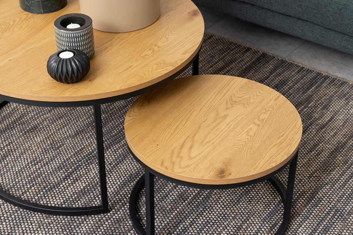 COUCHTISCH in Metall, Holzwerkstoff 80/80/44,5 cm  - Wildeiche/Schwarz, Konventionell, Holzwerkstoff/Metall (80/80/44,5cm) - MID.YOU