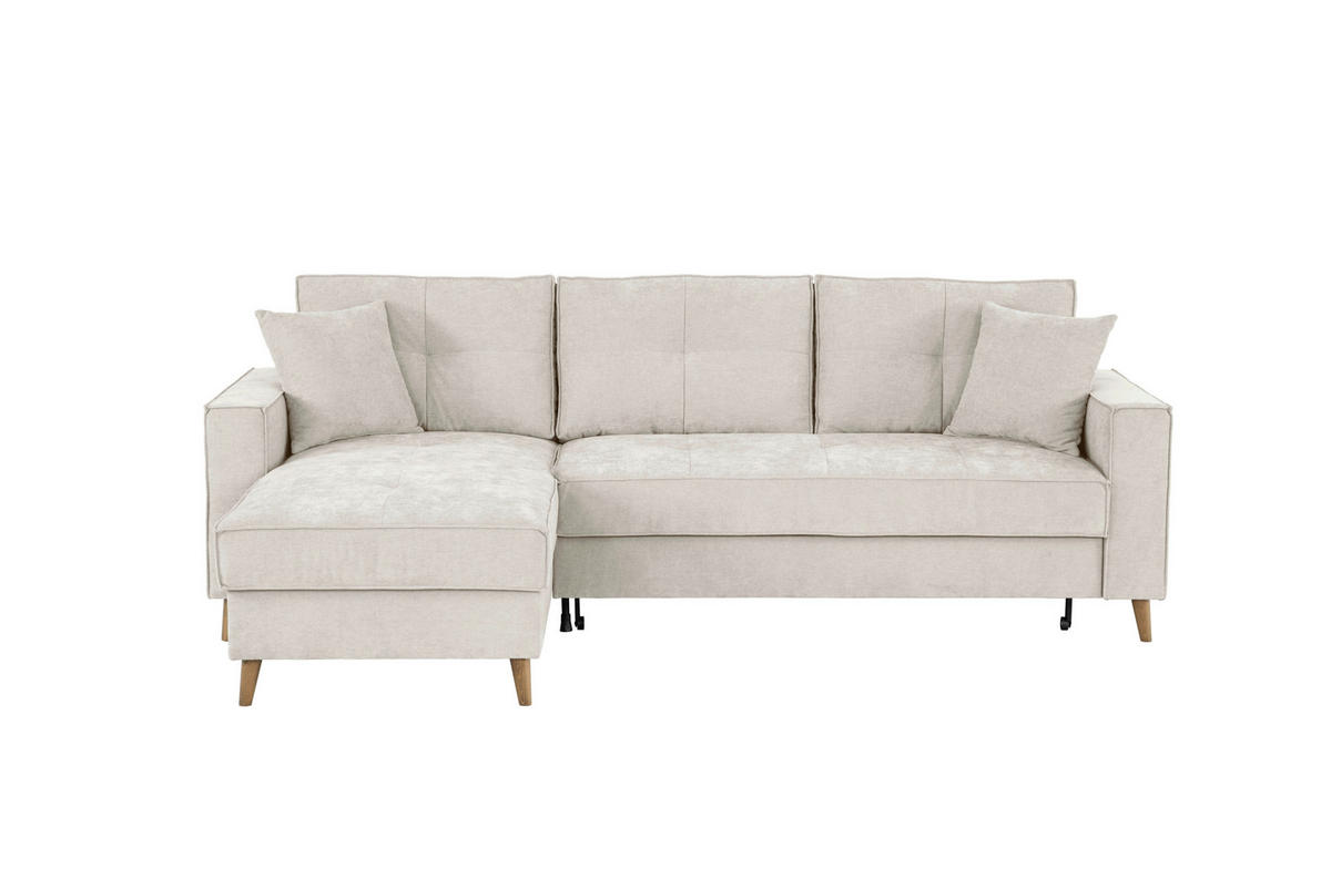 ECKSOFA in Flachgewebe Beige  - Beige, Design, Textil (257/159cm) - MID.YOU