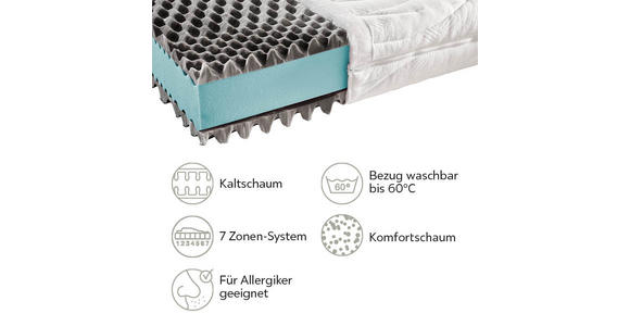 KALTSCHAUMMATRATZE 160/200 cm  - Weiß, Basics, Textil (160/200cm) - Sleeptex