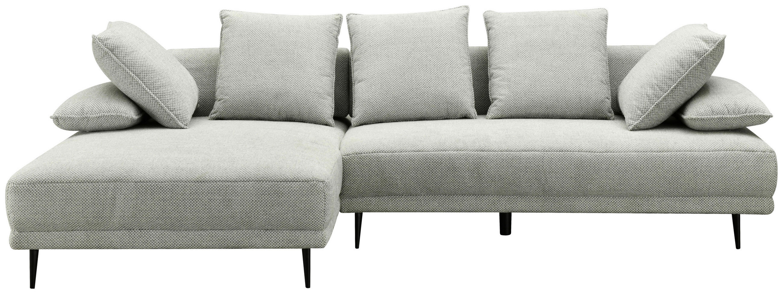 ECKSOFA Hellgrau Mikrofaser  - Hellgrau/Schwarz, Design, Textil/Metall (171/282cm) - Hom`in