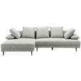 ECKSOFA in Mikrofaser Hellgrau  171/282 cm  - Hellgrau/Schwarz, Design, Textil/Metall (171/282cm) - Hom`in