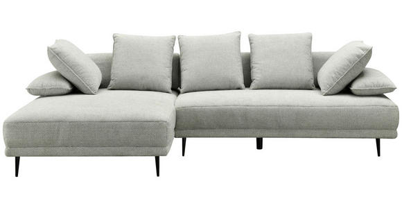 ECKSOFA in Mikrofaser Hellgrau  171/282 cm  - Hellgrau/Schwarz, Design, Textil/Metall (171/282cm) - Hom`in