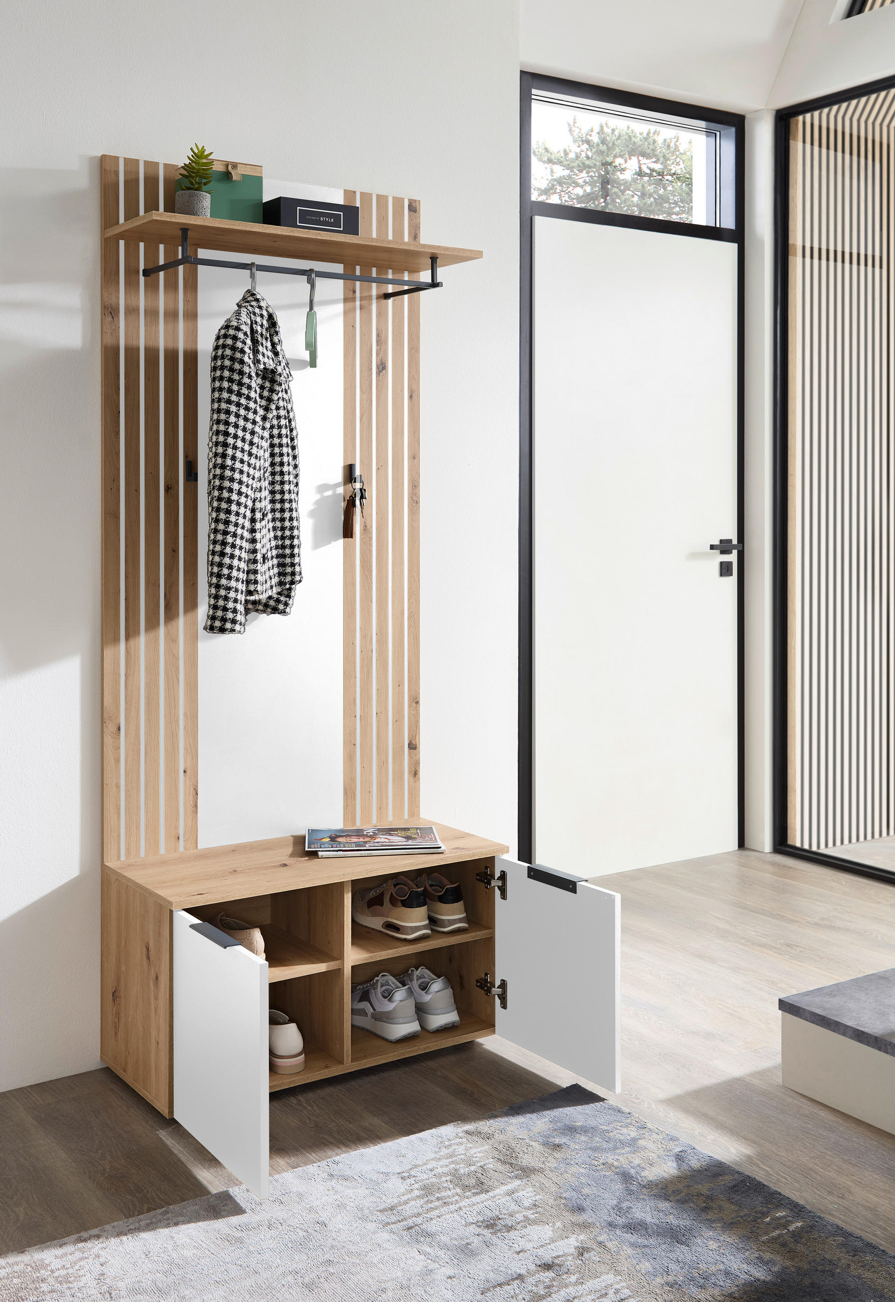 GARDEROBE  in 80/44/38 cm  - Eiche Artisan/Weiß, Design, Holzwerkstoff (80/44/38cm) - Livetastic