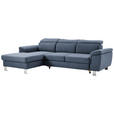 ECKSOFA in Webstoff Blau  167/250 cm  - Blau/Silberfarben, Design, Textil/Metall (167/250cm) - Xora