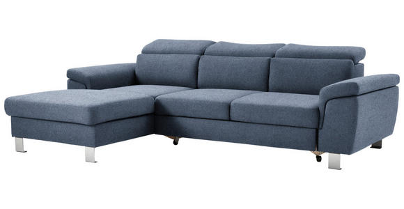 ECKSOFA in Webstoff Blau  167/250 cm  - Blau/Silberfarben, Design, Textil/Metall (167/250cm) - Xora