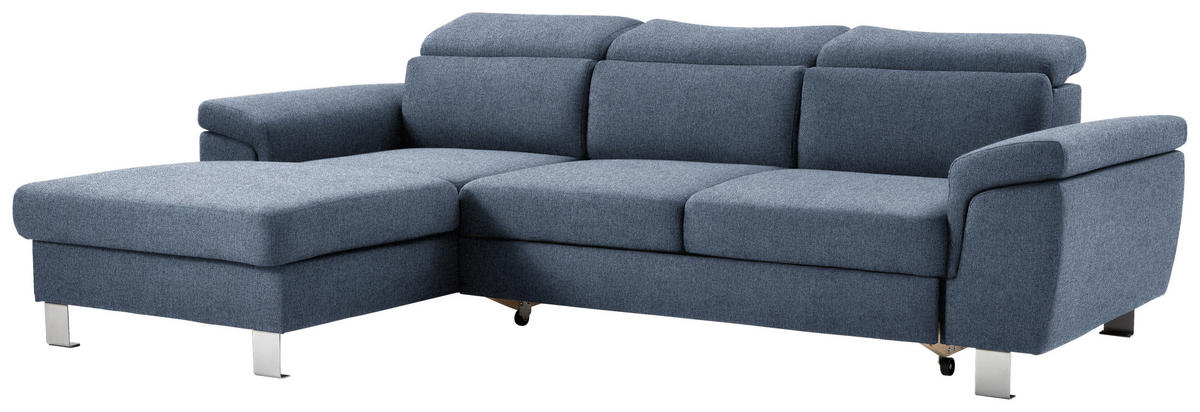 ECKSOFA in Webstoff Blau  - Blau/Silberfarben, Design, Textil/Metall (167/250cm) - Xora