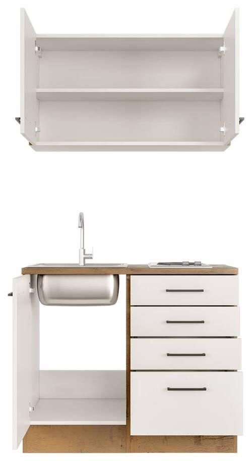 MINIKUCHYNĚ AVILA 100 - černá/barvy dubu, Moderní, kov/kompozitní dřevo (100cm) - FlexWell