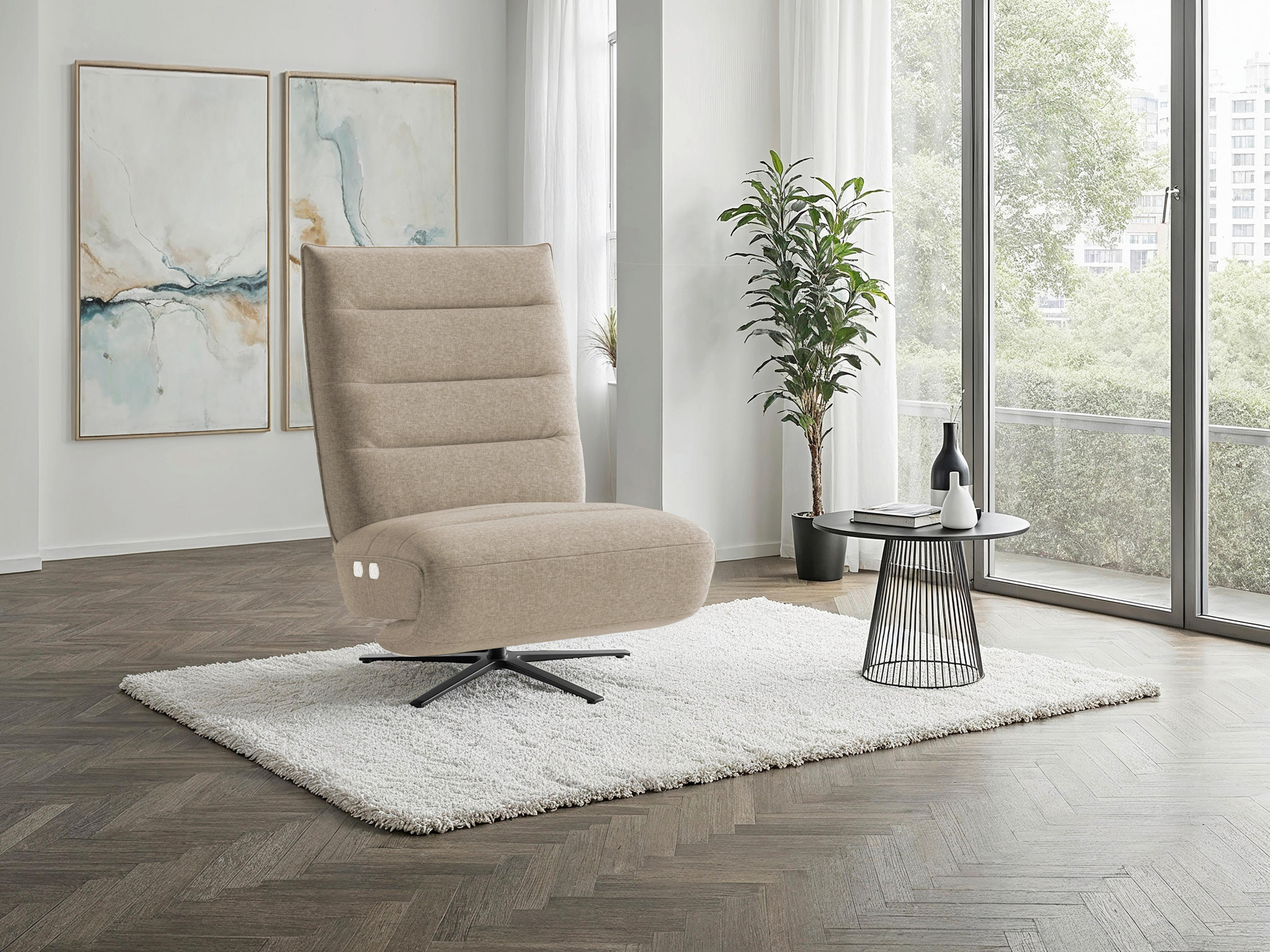 RELAXSESSEL Textil Taupe  - Taupe/Schwarz, Basics, Textil/Metall (80/109/98cm) - Sit & More