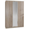 GARDEROB MED GÅNGJÄRN 135/199/58 cm 3-dörrar - aluminiumfärg/ekfärgad, Klassisk, trämaterial/glas (135/199/58cm) - MID.YOU