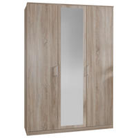 DREHTÜRENSCHRANK 135/199/58 cm,  in Eichefarben, 3-türig  - Eichefarben/Alufarben, KONVENTIONELL, Glas/Holzwerkstoff (135/199/58cm) - MID.YOU