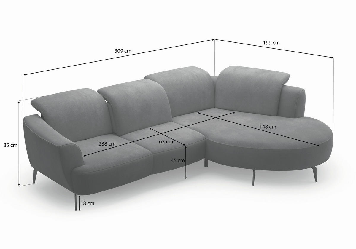 ECKSOFA in Flachgewebe Olivgrün  309/199 cm  - Schwarz/Olivgrün, KONVENTIONELL, Textil/Metall (309/199cm) - Sit & More