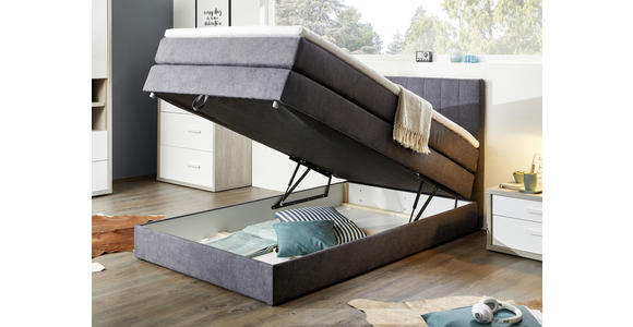 BOXSPRINGBETT 120/200 cm  in Anthrazit  - Anthrazit/Schwarz, Design, Kunststoff/Textil (120/200cm) - Xora