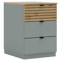 CONTAINER Eiche Artisan, Schilfgrün  - Schilfgrün/Schwarz, KONVENTIONELL, Holzwerkstoff/Metall (45/66/55cm) - Voleo