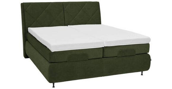 BOXSPRINGBETT 180/200 cm in Dunkelgrün - Dunkelgrün/Schwarz, KONVENTIONELL, Textil/Metall (180/200cm) - Dieter Knoll