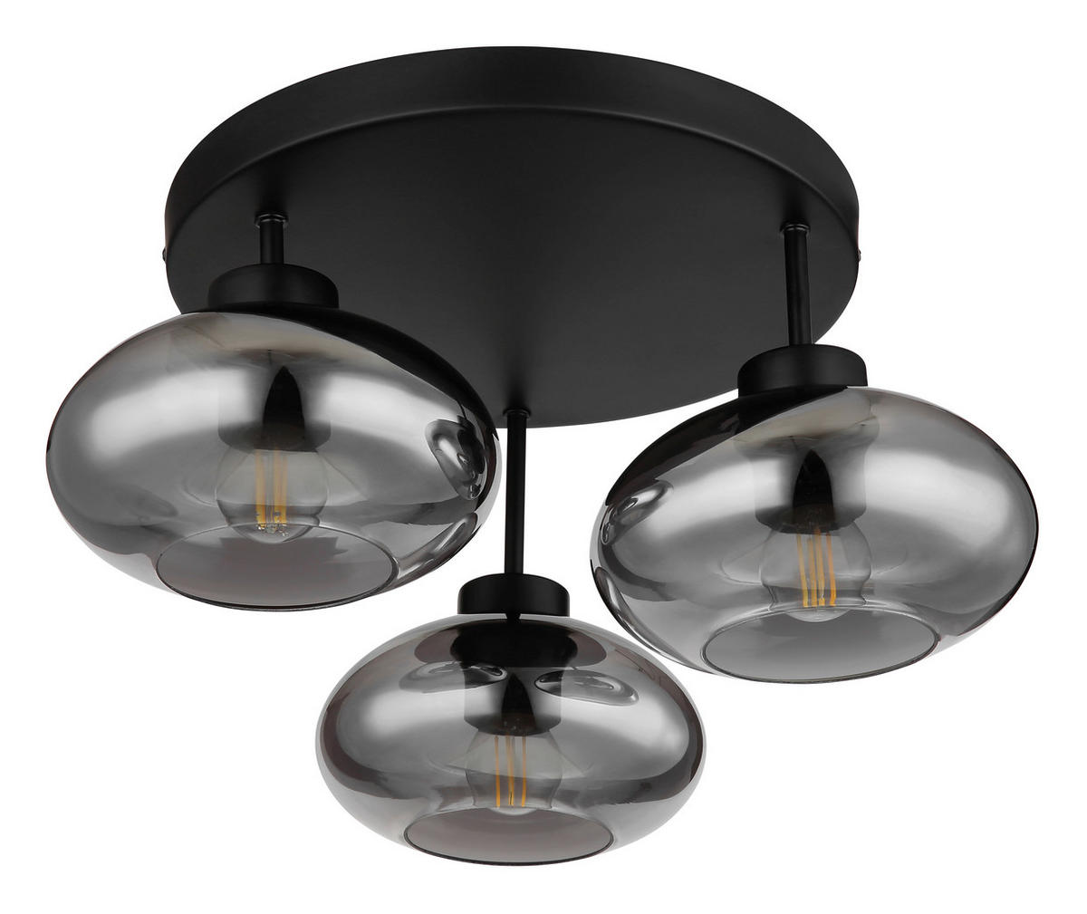 DECKENLEUCHTE 40/24 cm   - Schwarz, Design, Glas/Metall (40/24cm) - Globo