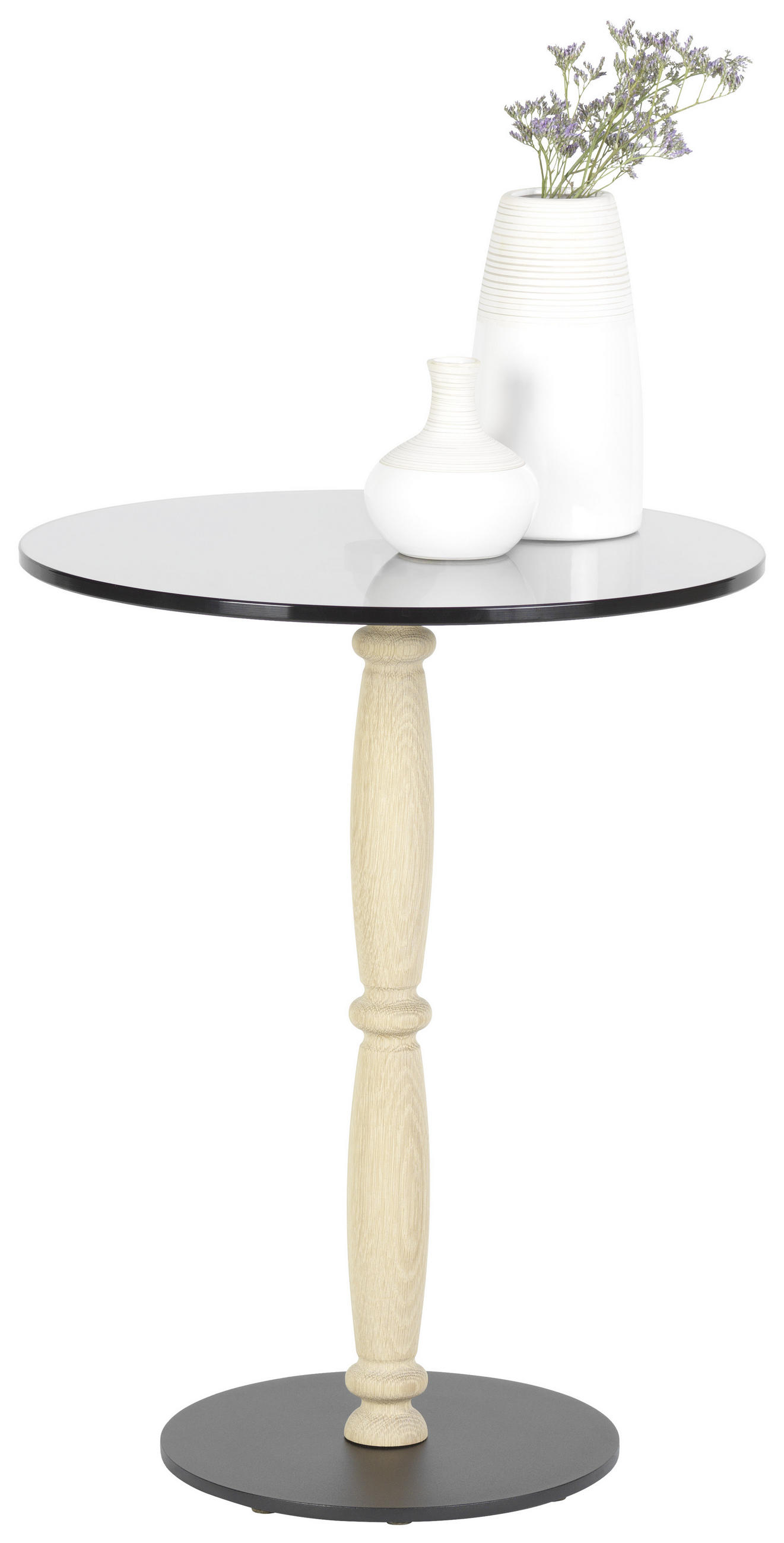 BEISTELLTISCH in Holz, Metall, Glas 40/40/48 cm  - Eichefarben/Schwarz, MODERN, Glas/Holz (40/40/48cm) - Venda