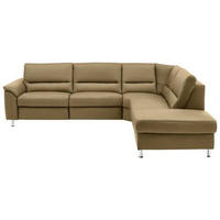ECKSOFA in Echtleder Grün  - Alufarben/Grün, Konventionell, Leder/Metall (290/249cm) - Beldomo Premium