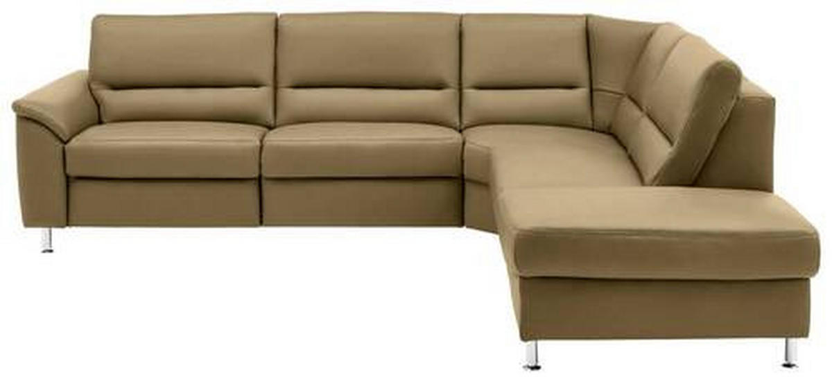 ECKSOFA in Echtleder Grün  - Alufarben/Grün, Konventionell, Leder/Metall (290/249cm) - Beldomo Premium